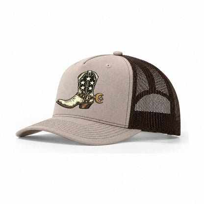 Star Studded Boot Sundown Familiars Trucker Hat – Khaki Brown