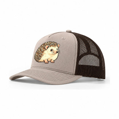 Hedgehog Side Glance Small Pet Logos Trucker Hat – Khaki Brown
