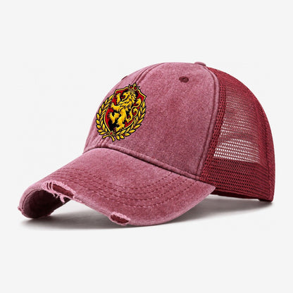Belgium Minimal Emblem Country Logos Washed Trucker Hat – Wine Red