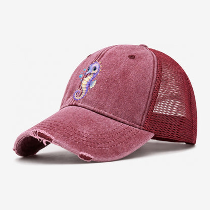 Seahorse Three Quarter Drift Sea Sprite Washed Trucker Hat – Wine Red