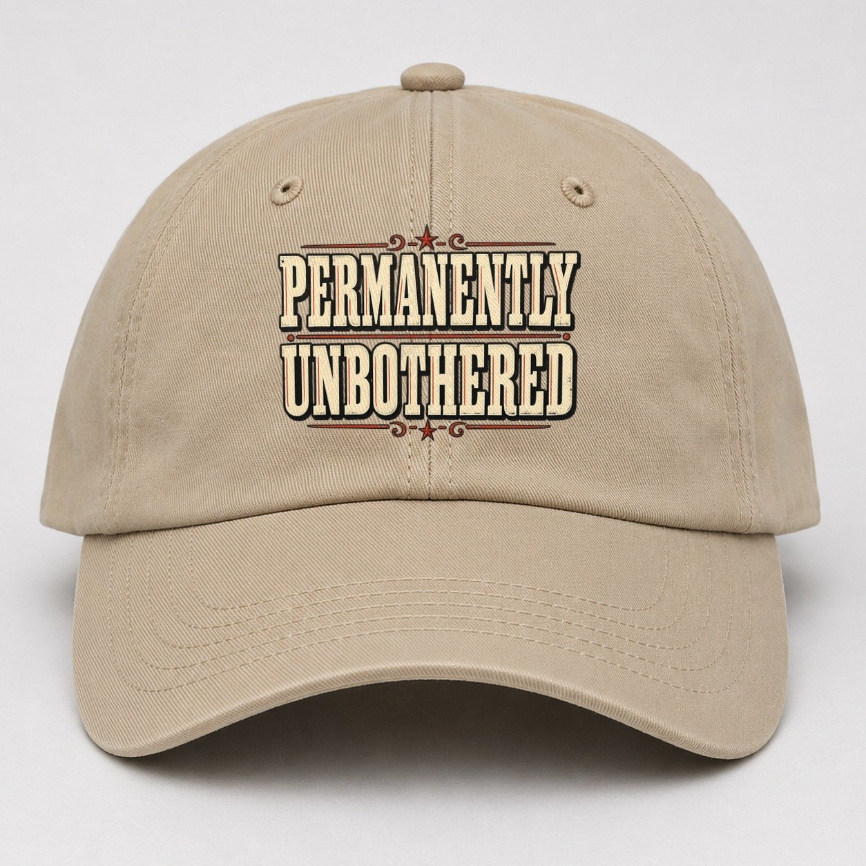 Permanently Unbothered American Wit Baseball Cap – Khaki