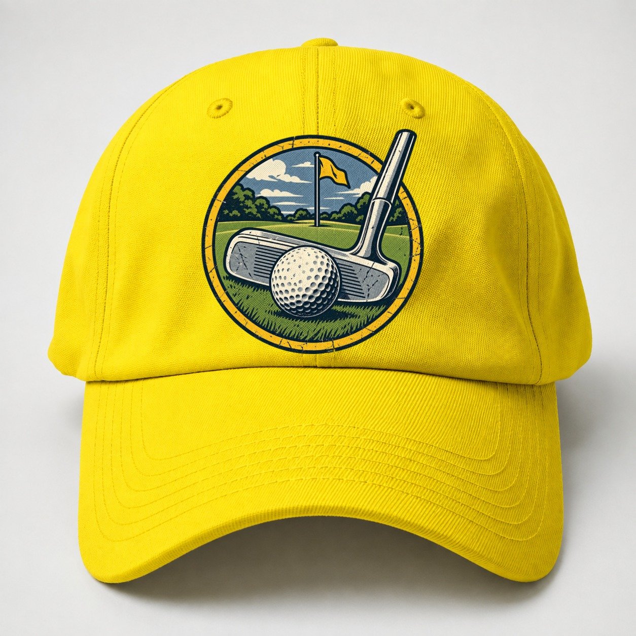 Putter And Ball Circle Golf Life Baseball Cap – Yellow