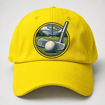 Putter And Ball Circle Golf Life Baseball Cap – Yellow