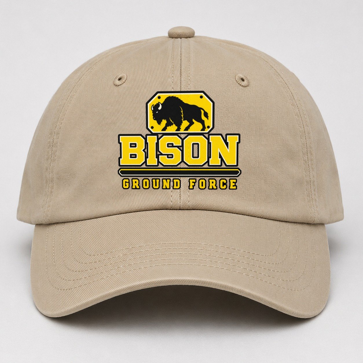 Bison Ground Force Heavy Duty Baseball Cap – Khaki