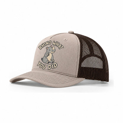 Rhino Animal Puns Trucker Hat – Khaki Brown
