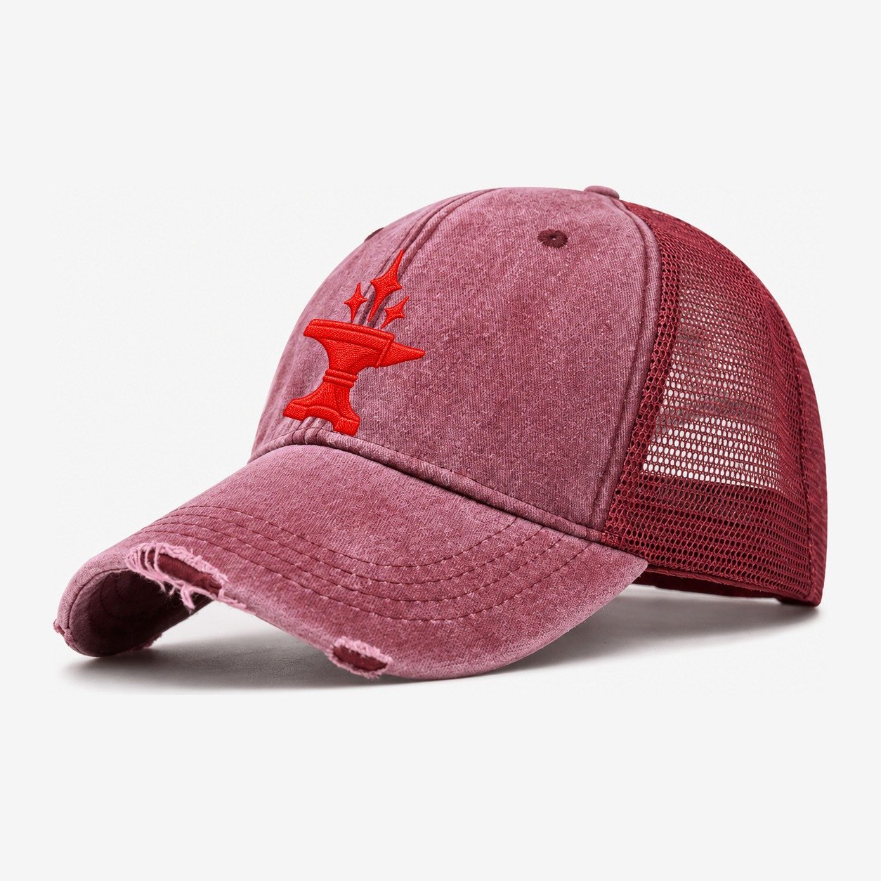 Anvil Rising Spark Micro Motion Mark Washed Trucker Hat – Wine Red