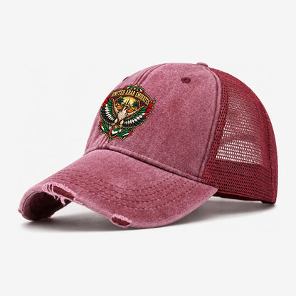 United Arab Emirates Retro Badge Country Logos Washed Trucker Hat – Wine Red