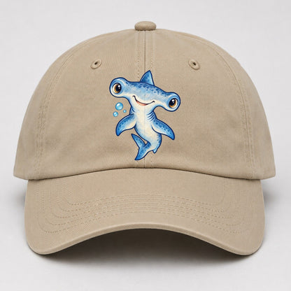 Hammerhead Shark Curious Tilt Sea Sprite Baseball Cap – Khaki