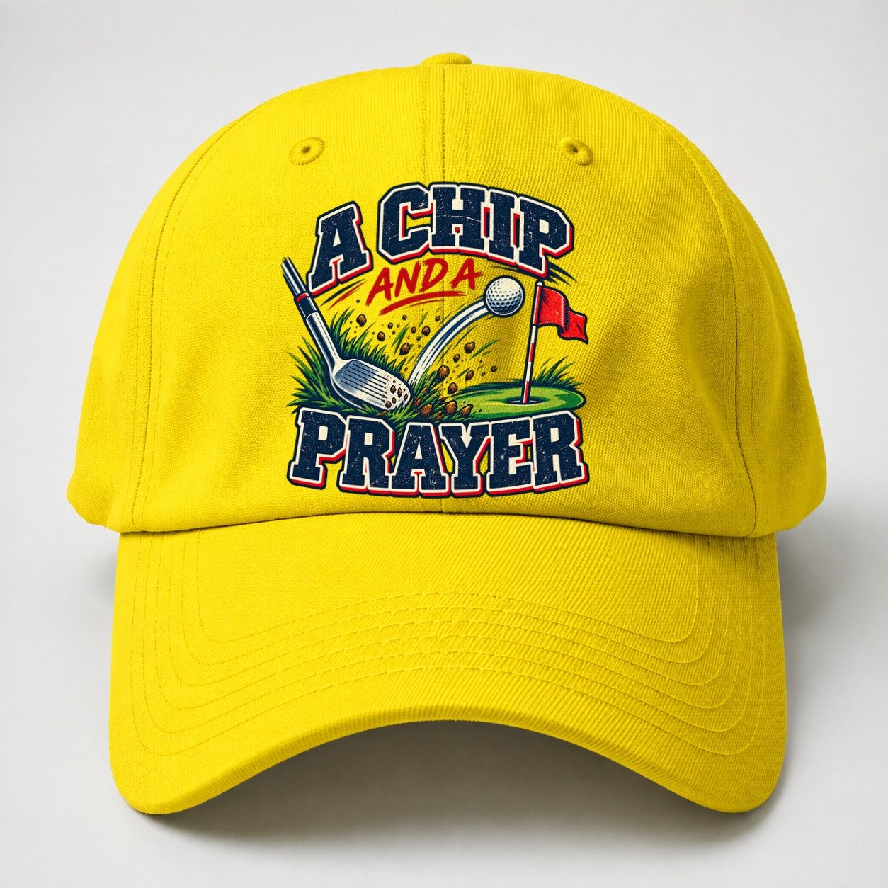 A Chip And A Prayer Golf Life Baseball Cap – Yellow