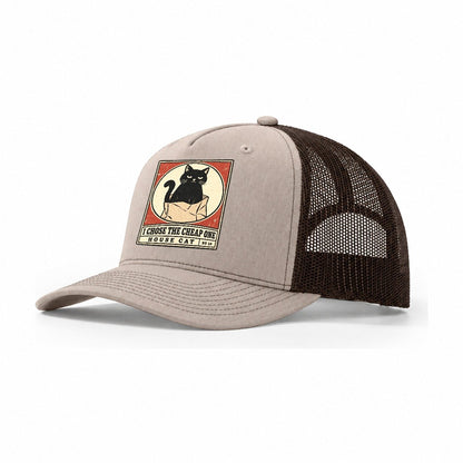I Chose The Cheap One Neko Says No Trucker Hat – Khaki Brown