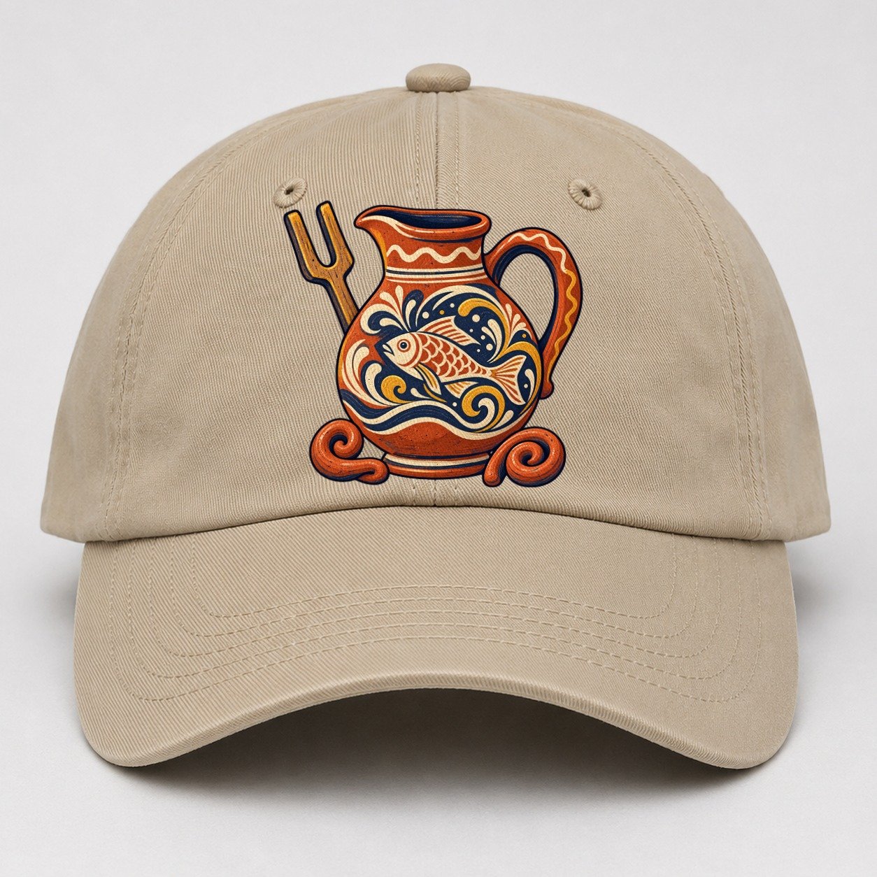 British Slipware Jug Kiln Fork And Clay Swirls Uk Culture Heritage Baseball Cap – Khaki