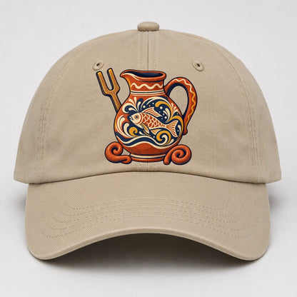 British Slipware Jug Kiln Fork And Clay Swirls Uk Culture Heritage Baseball Cap – Khaki