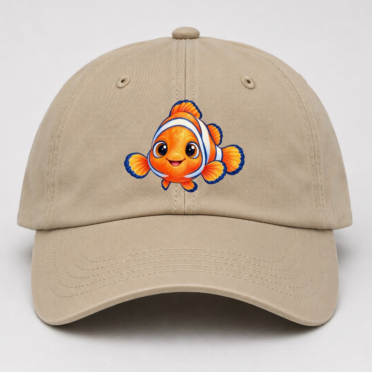 Clownfish Symmetric Hello Sea Sprite Baseball Cap – Khaki