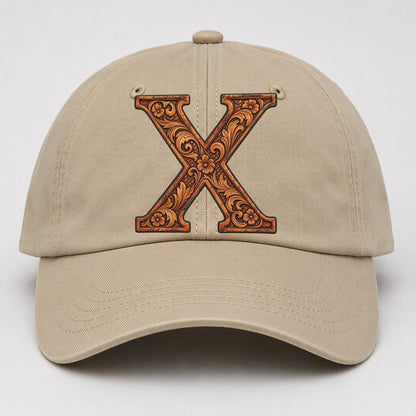 Tooled Leather X Monogram Baseball Cap – Khaki