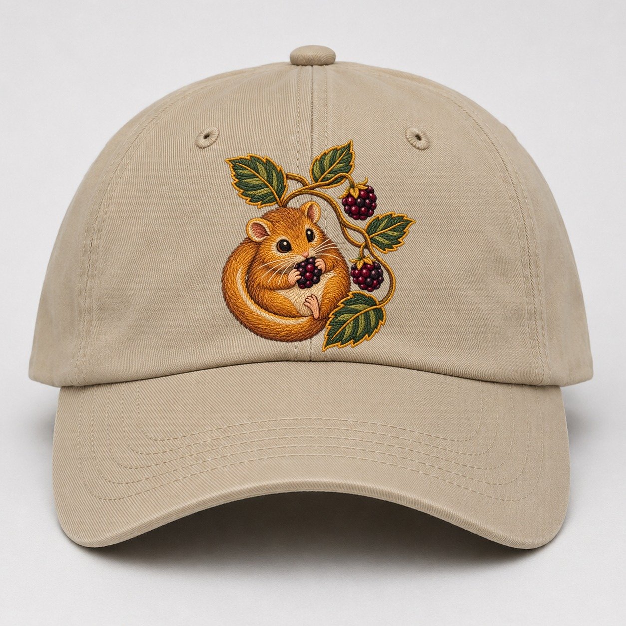 British Hedgerow Dormouse And Blackberries Uk Culture Heritage Baseball Cap – Khaki