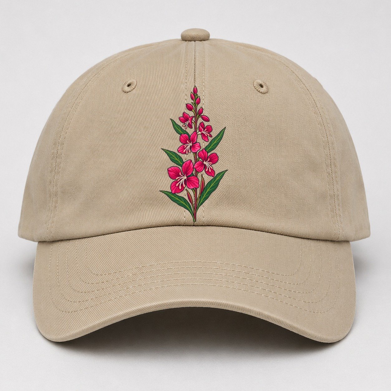 Yukon Fireweed Spike Canada Cultural Icons Baseball Cap – Khaki