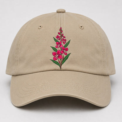 Yukon Fireweed Spike Canada Cultural Icons Baseball Cap – Khaki