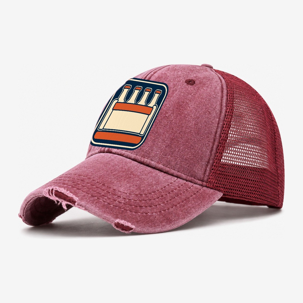 Bottle Crate Washed Trucker Hat – Wine Red