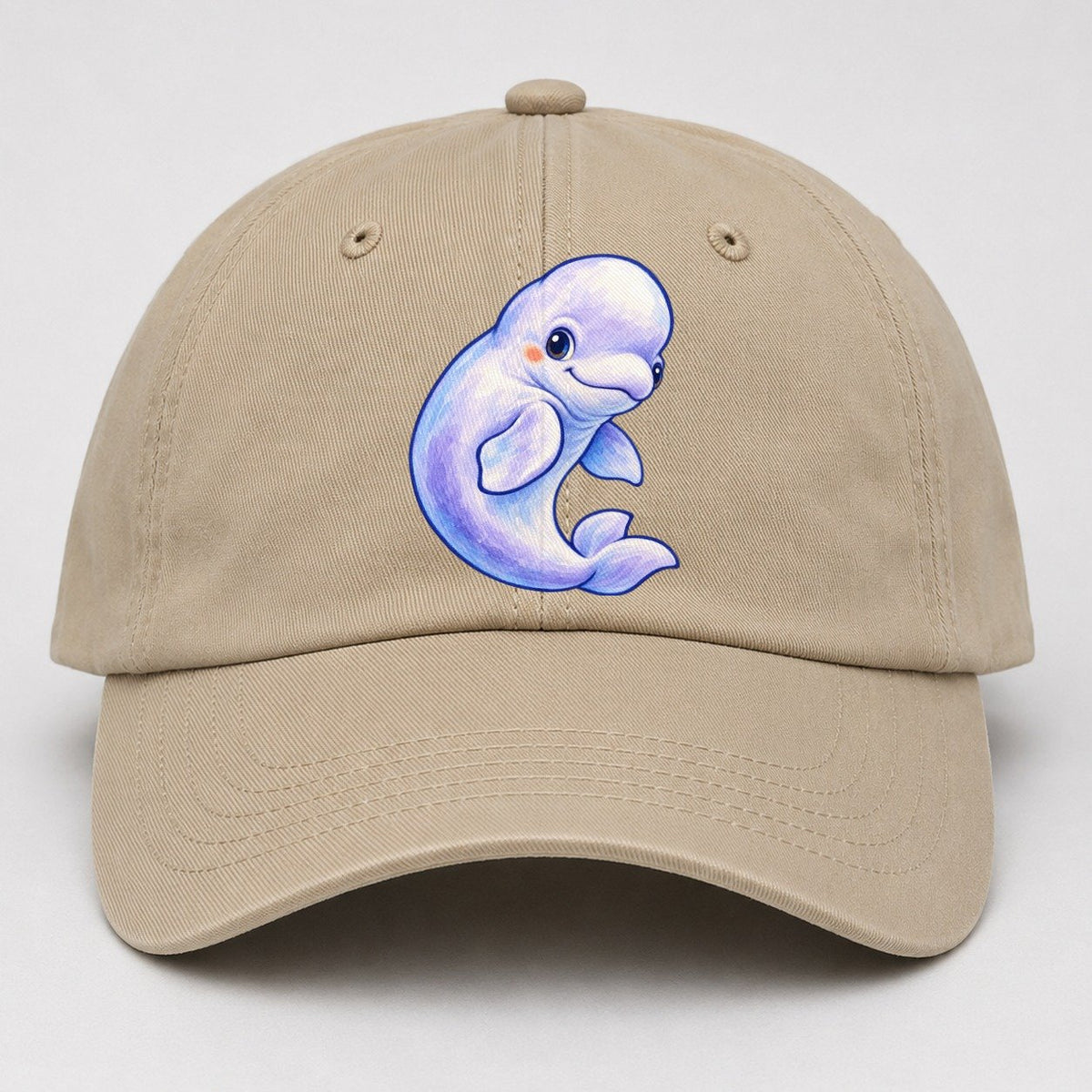 Beluga Whale Gentle Turn Sea Sprite Baseball Cap – Khaki