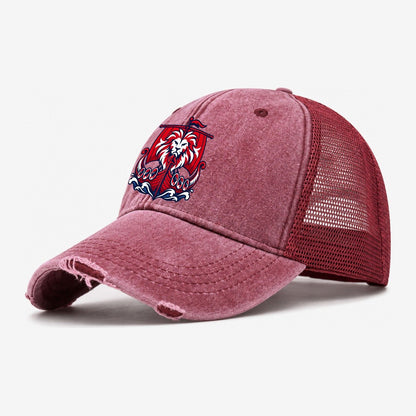 Norway Minimal Emblem Country Logos Washed Trucker Hat – Wine Red