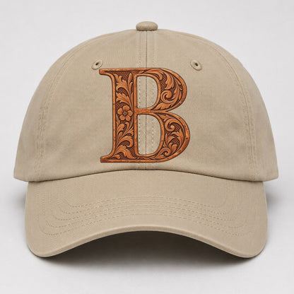 Tooled Leather B Monogram Baseball Cap – Khaki