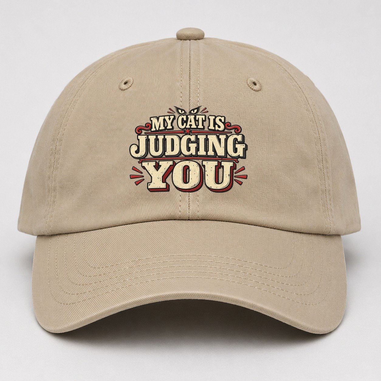 My Cat Is Judging You American Wit Baseball Cap – Khaki