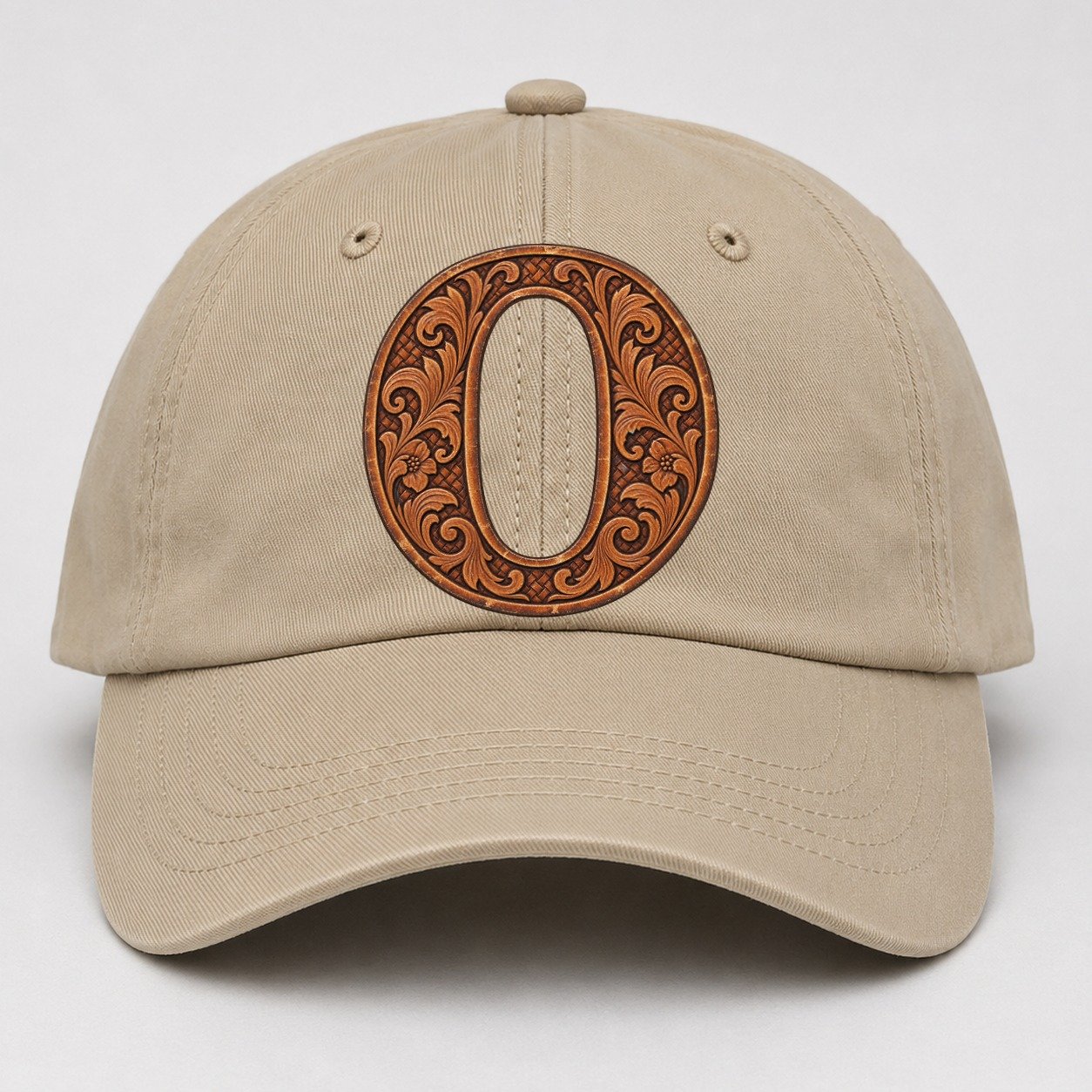 Tooled Leather O Monogram Baseball Cap – Khaki