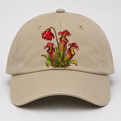Newfoundland And Labrador Purple Pitcher Plant Canada Cultural Icons Baseball Cap – Khaki