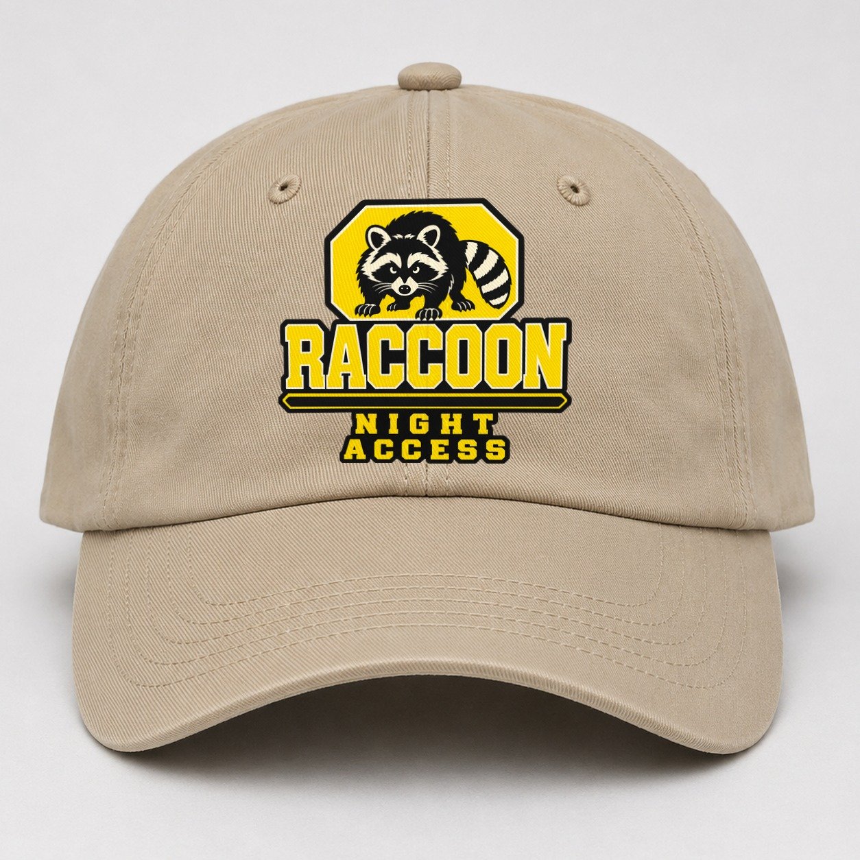 Raccoon Night Access Heavy Duty Baseball Cap – Khaki