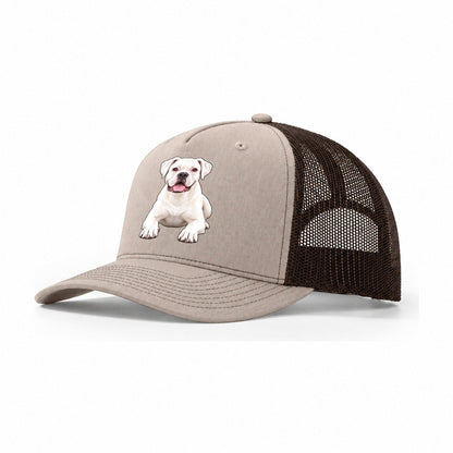 White Boxer Trucker Hat – Khaki Brown
