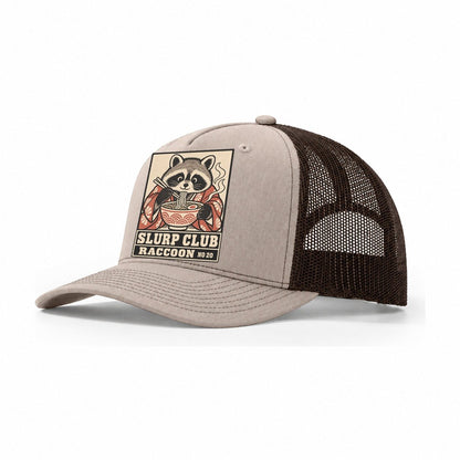 Raccoon Stolen Slurp Club Trucker Hat – Khaki Brown