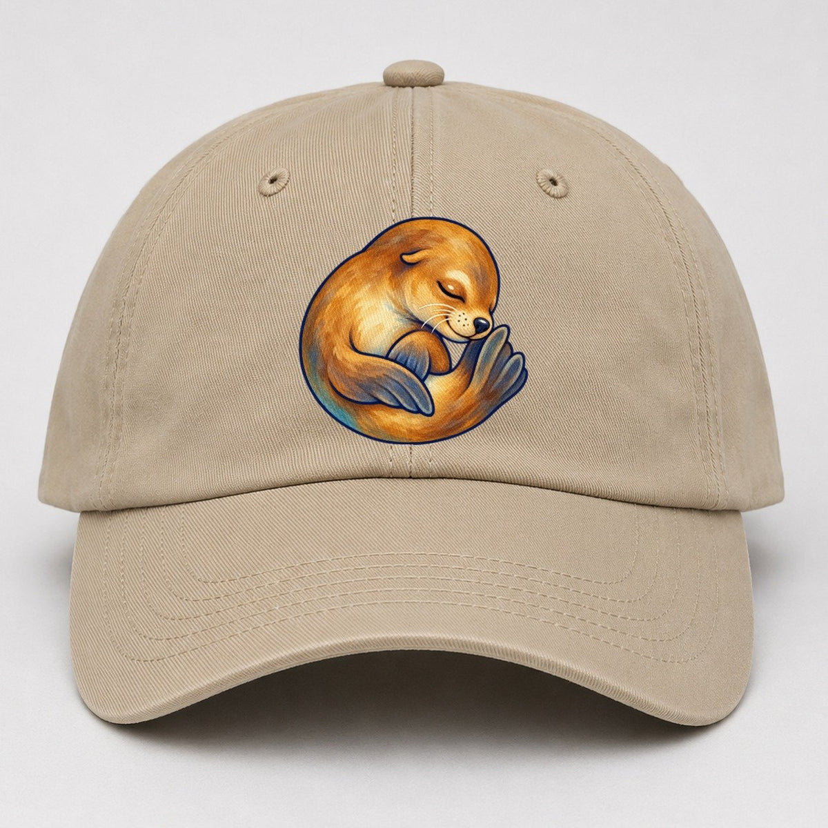 Sea Lion Curled Nap Sea Sprite Baseball Cap – Khaki