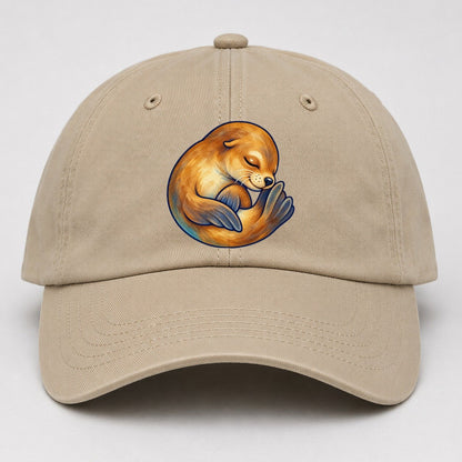 Sea Lion Curled Nap Sea Sprite Baseball Cap – Khaki