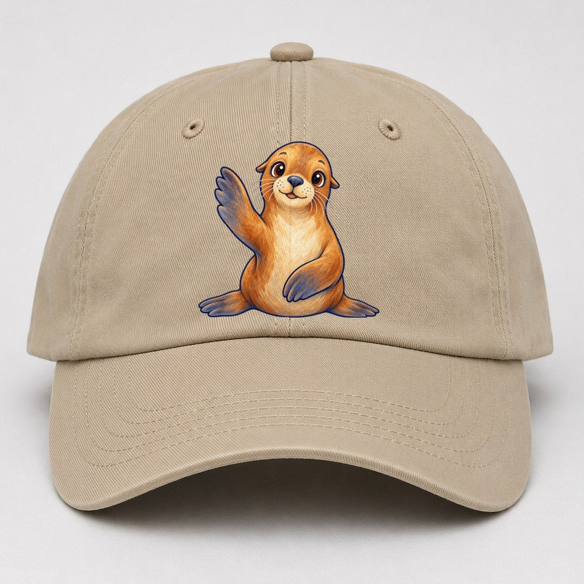 Sea Lion Front Flipper Wave Sea Sprite Baseball Cap – Khaki