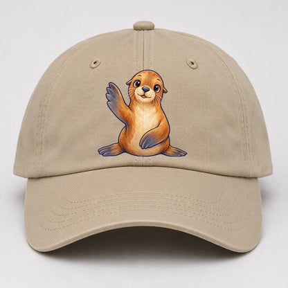 Sea Lion Front Flipper Wave Sea Sprite Baseball Cap – Khaki