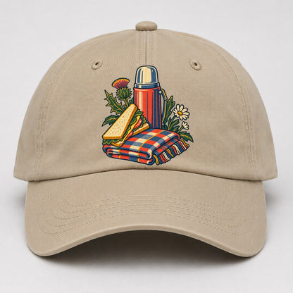 Picnic Flask Sandwich And Checked Blanket Uk Culture Heritage Baseball Cap – Khaki