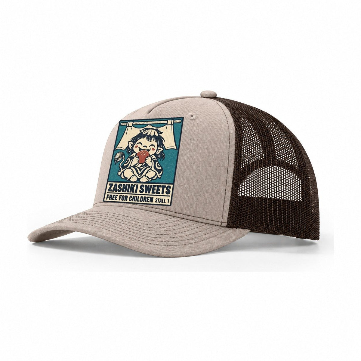 Zashiki Sweets Yokai Night Market Trucker Hat – Khaki Brown