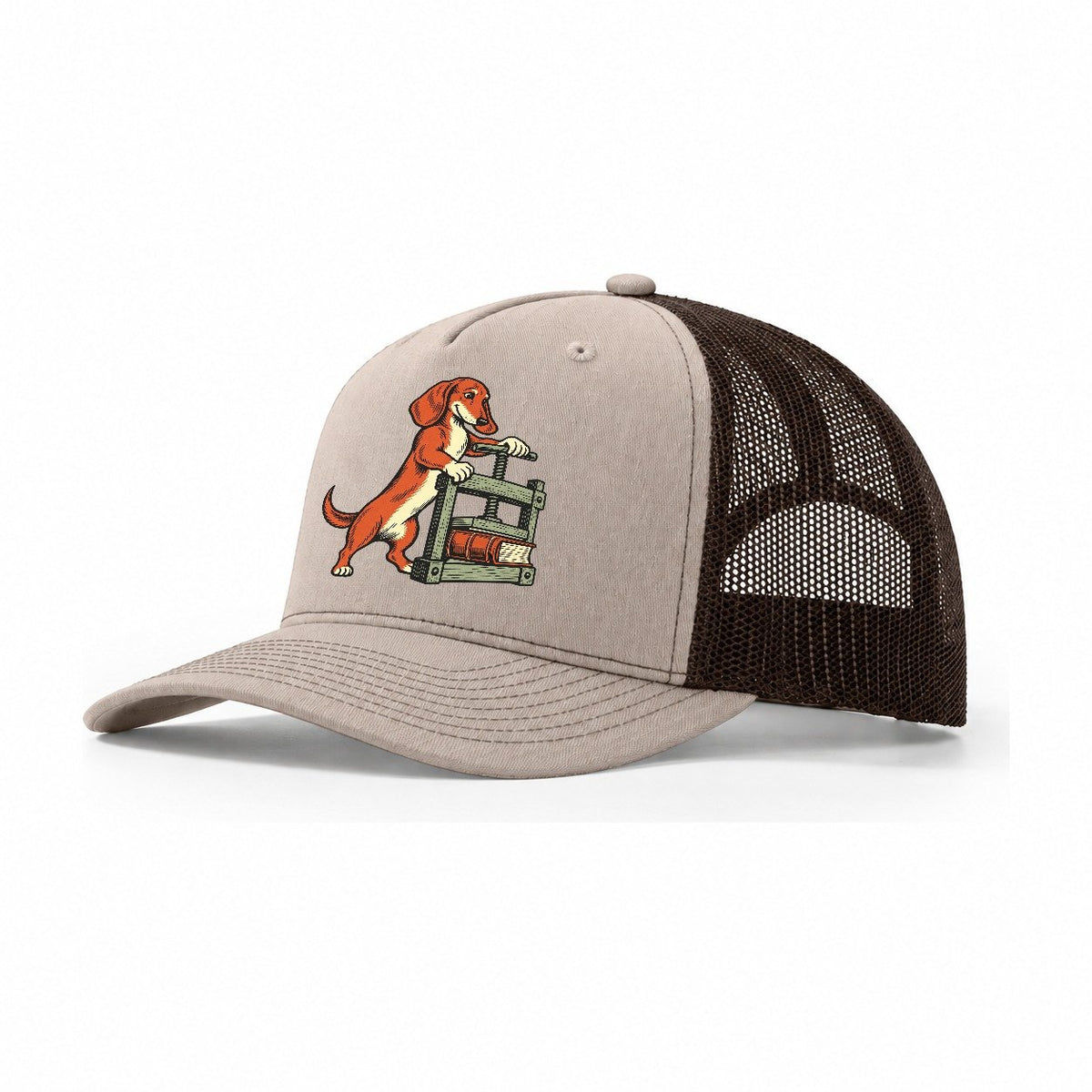Dachshund Bookbinder Sundown Familiars Trucker Hat – Khaki Brown