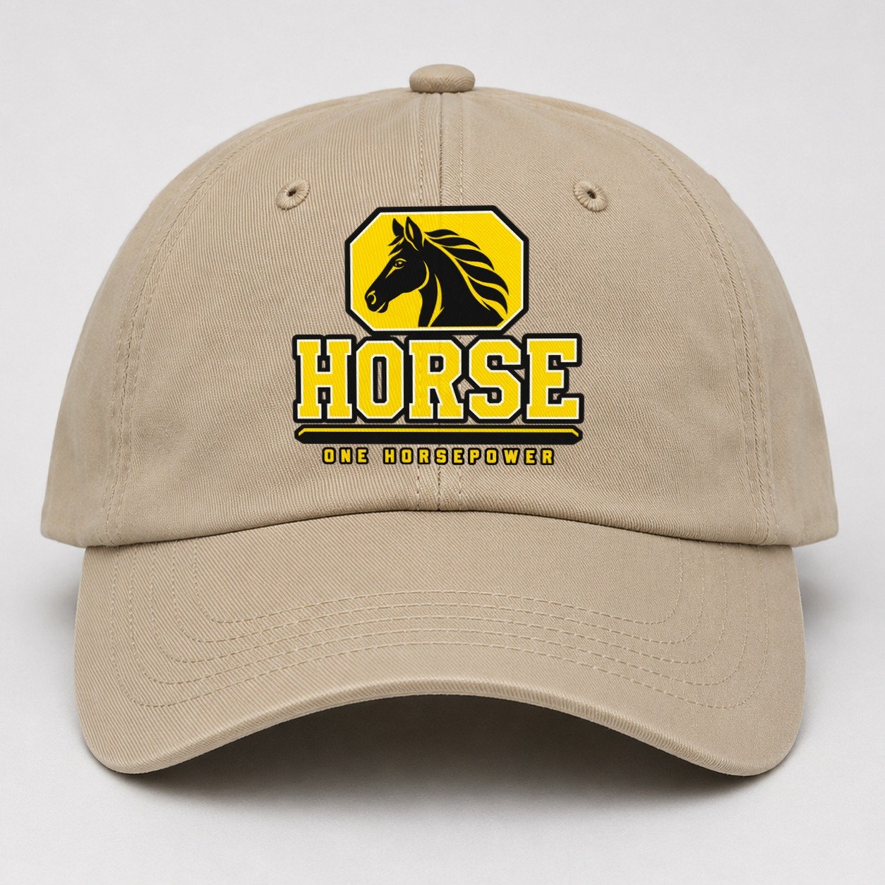 Horse One Horsepower Heavy Duty Baseball Cap – Khaki