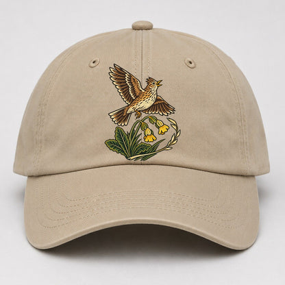 South Downs Skylark And Cowslip Uk Culture Heritage Baseball Cap – Khaki