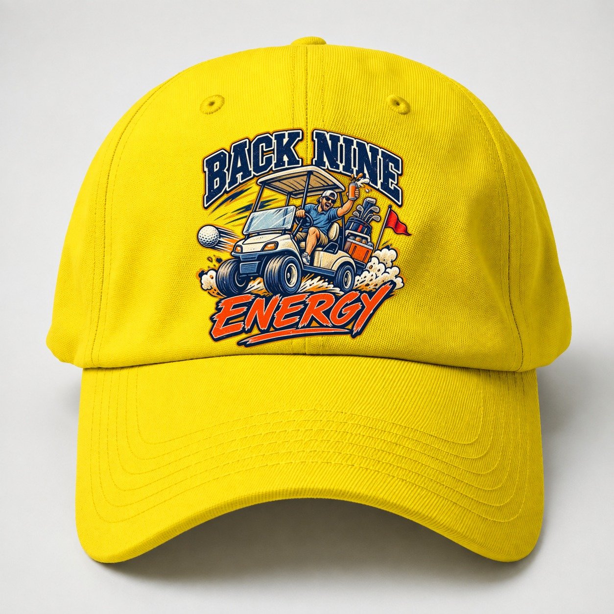 Back Nine Energy Golf Life Baseball Cap – Yellow