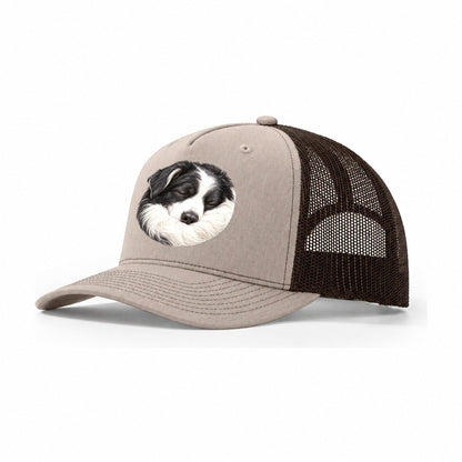 Border Collie Ruff Tuck Pastimes Companions Trucker Hat – Khaki Brown