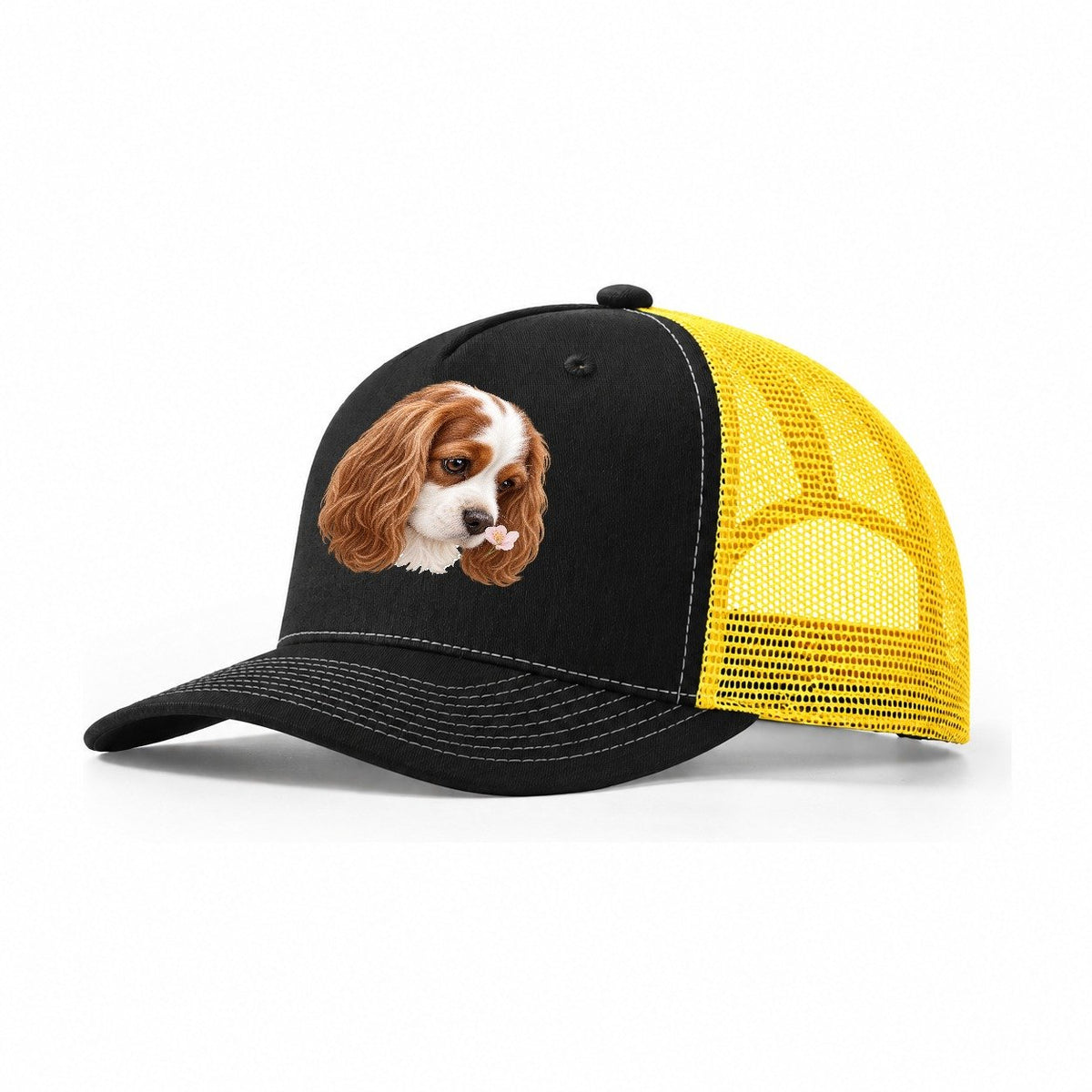 Cavalier Petal Greeting Pastimes Companions Trucker Hat – Black Yellow