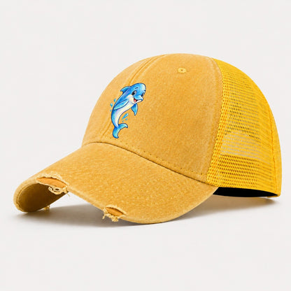 Dolphin Friendly Leap Sea Sprite Washed Trucker Hat – Yellow