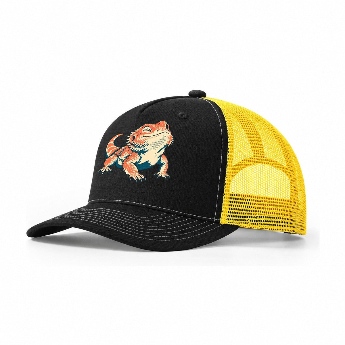 Bearded Dragon Blink Trucker Hat – Black Yellow