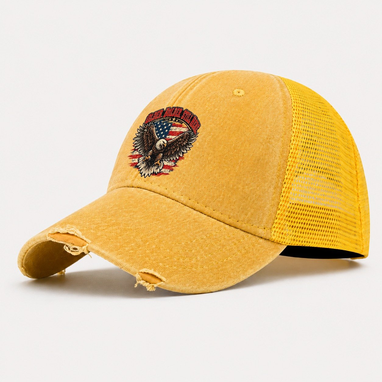 Older Bolder Still Here Old Man Strong Washed Trucker Hat – Yellow