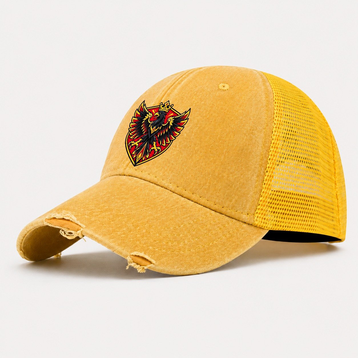 Germany Minimal Emblem Country Logos Washed Trucker Hat – Yellow