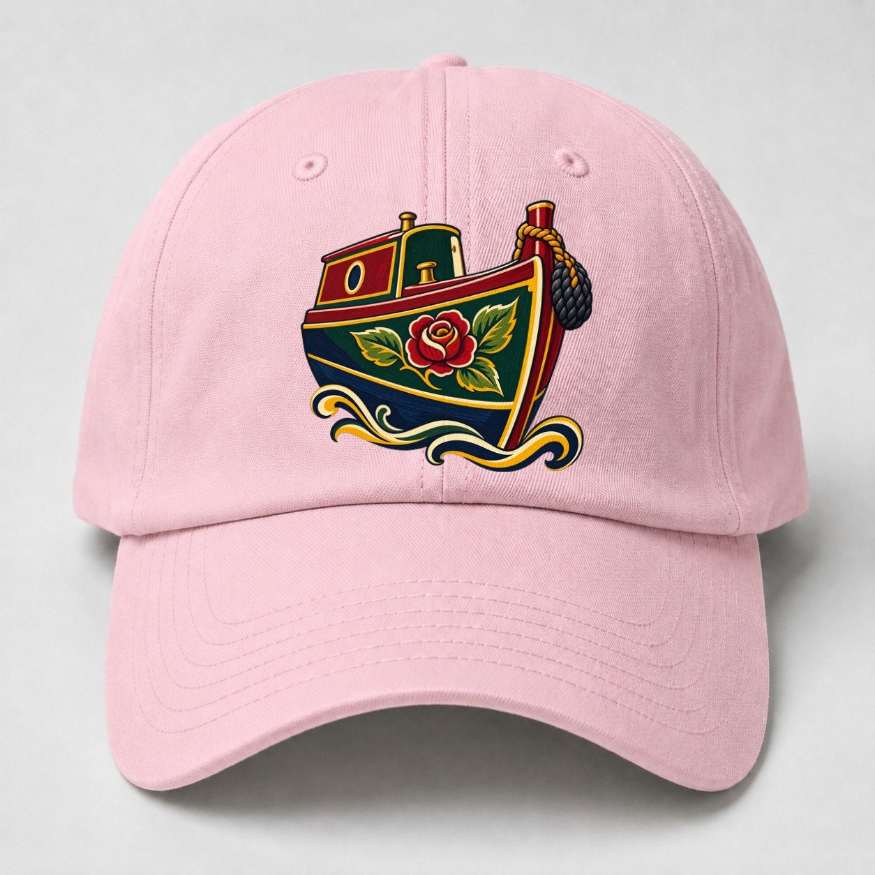 Canal Narrowboat Rose Painted Bow Uk Culture Heritage Baseball Cap – Pink