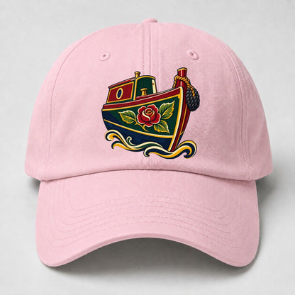 Canal Narrowboat Rose Painted Bow Uk Culture Heritage Baseball Cap – Pink