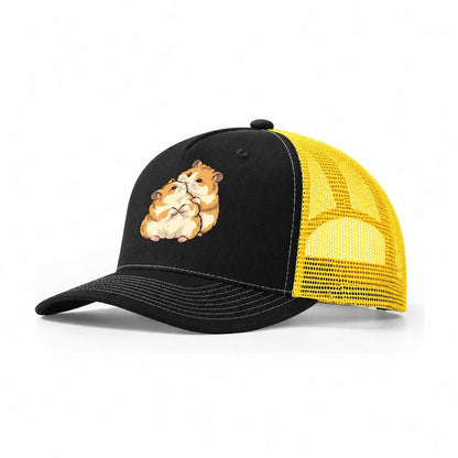 Hamster Nose Touch Small Pet Logos Trucker Hat – Black Yellow